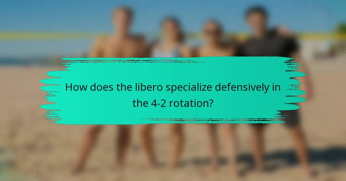 How does the libero specialize defensively in the 4-2 rotation?